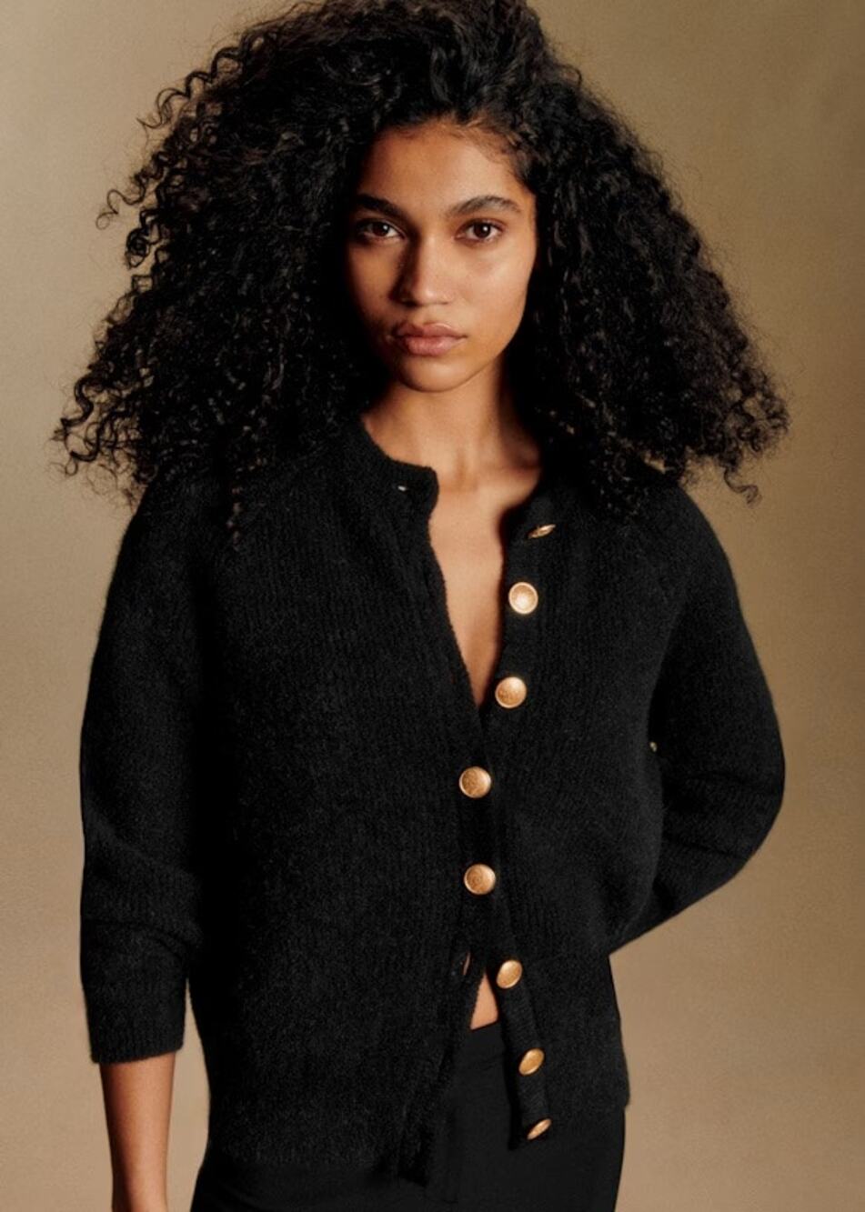 Sézane Othello Black Baby Alpaca Crew Neck Sweater Sz L